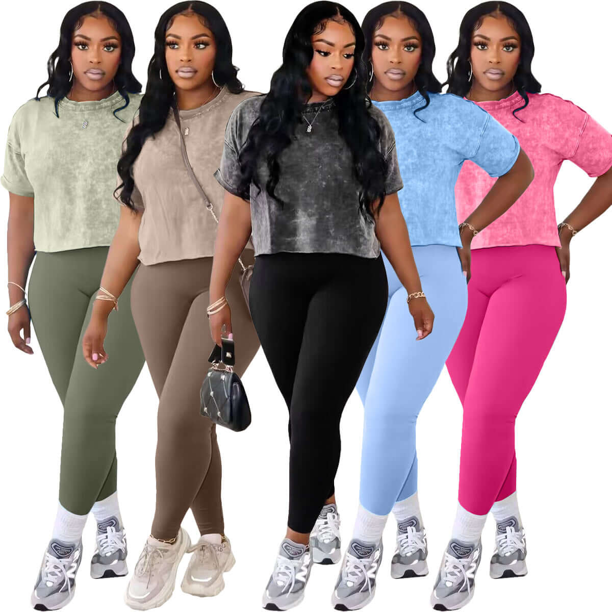 Conjunto deportivo casual de dos piezas estampado para mujer