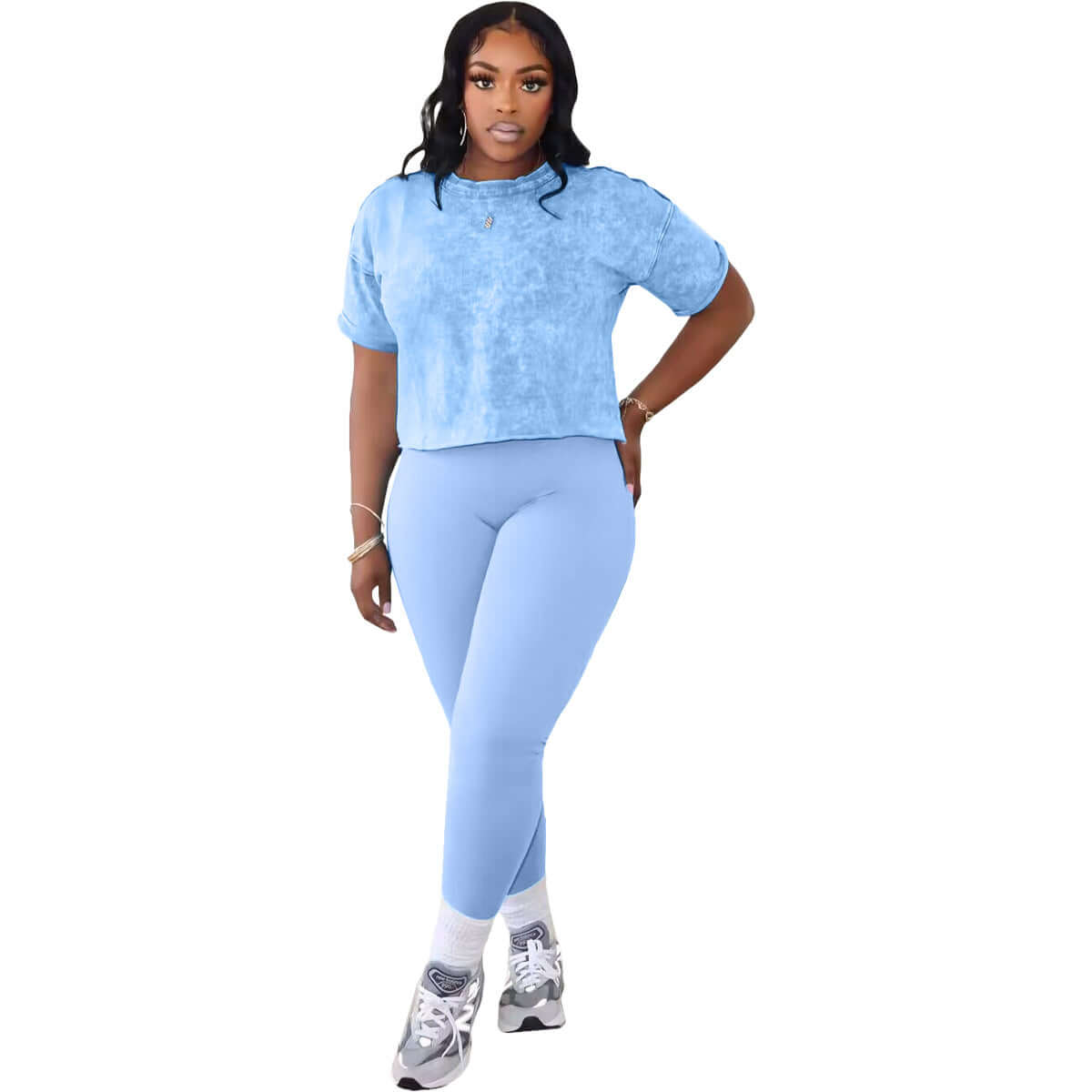 Conjunto deportivo casual de dos piezas estampado para mujer
