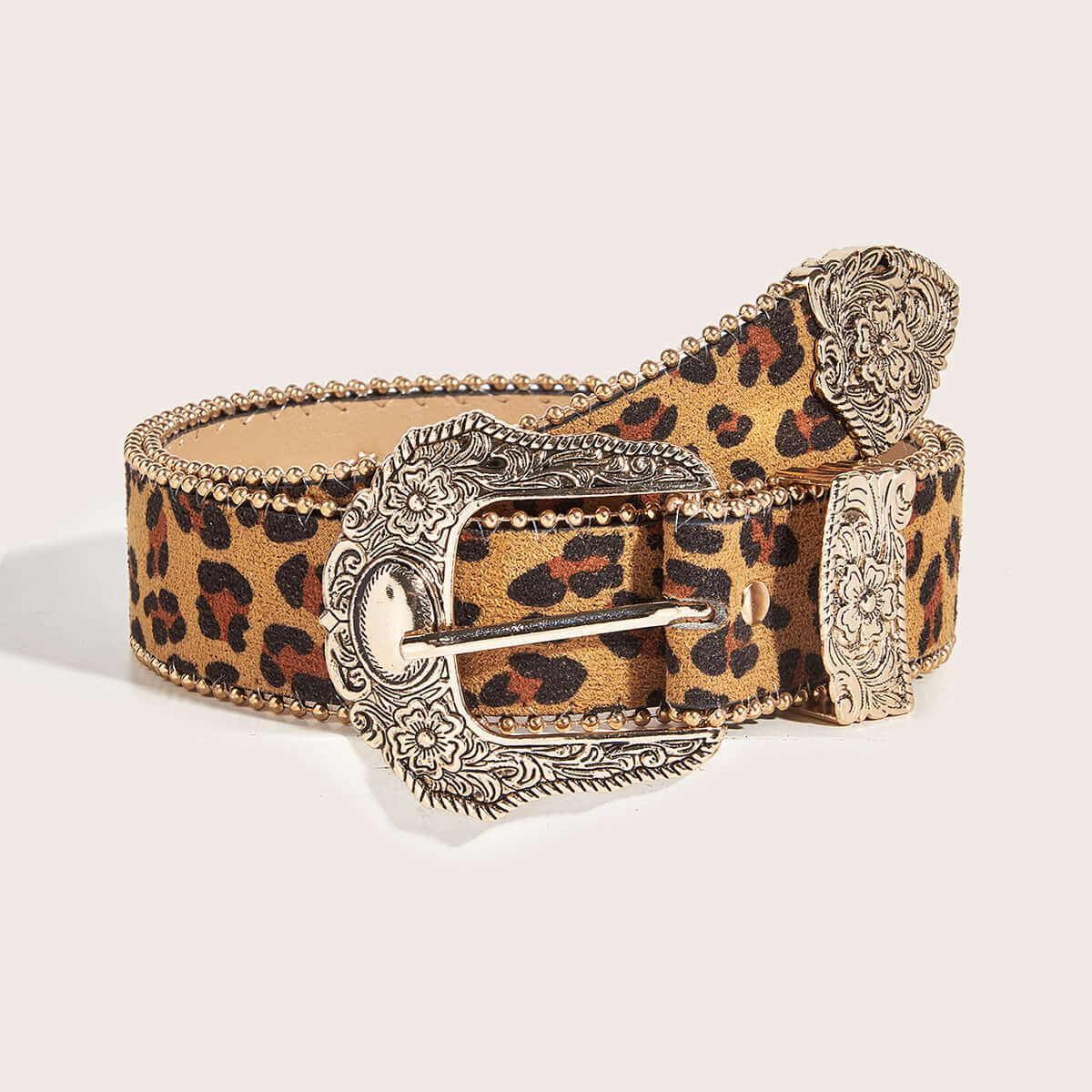 Cinturón de mujer estilo americano vintage con estampado de leopardo