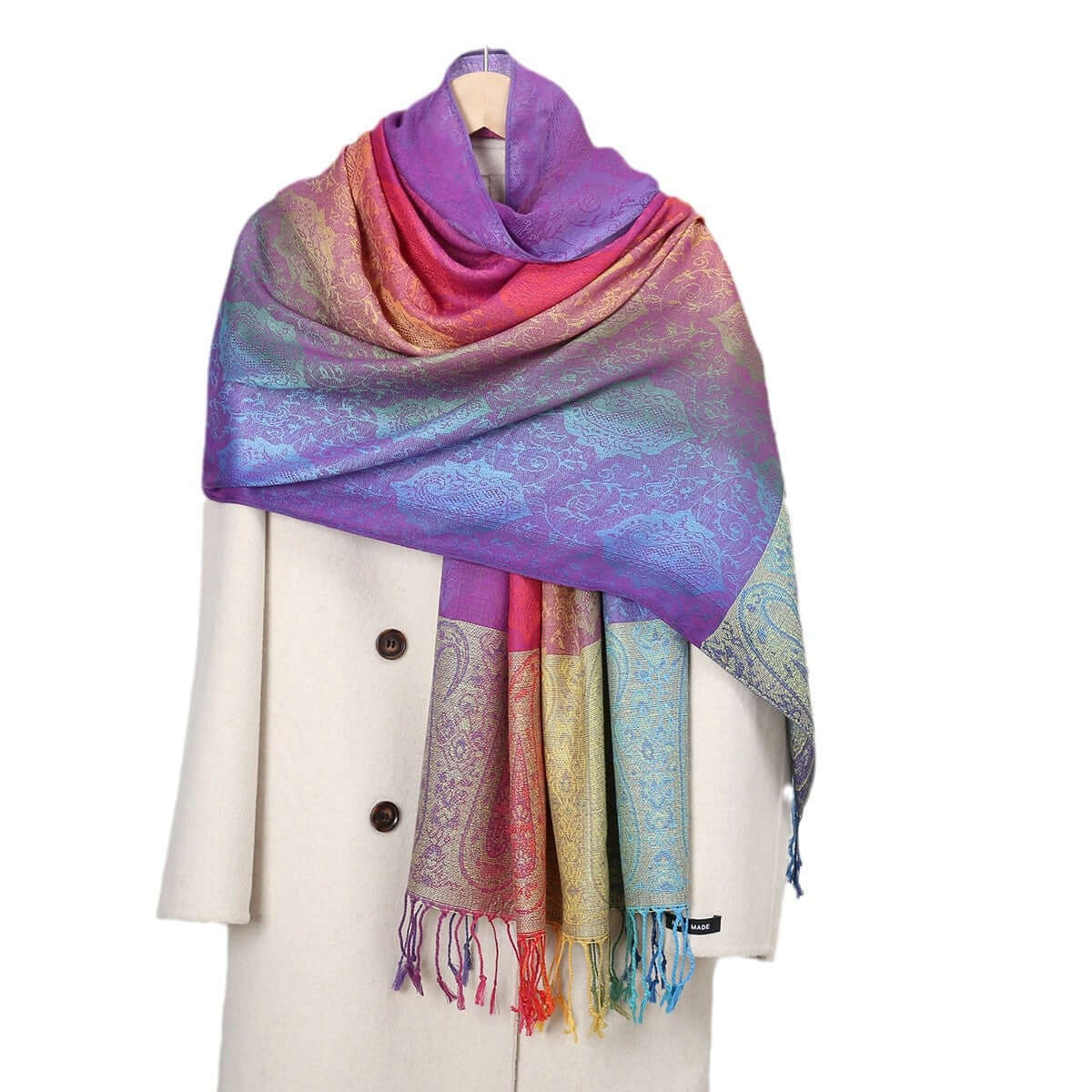 Women's Embroidered Colorful Tassel Shawl